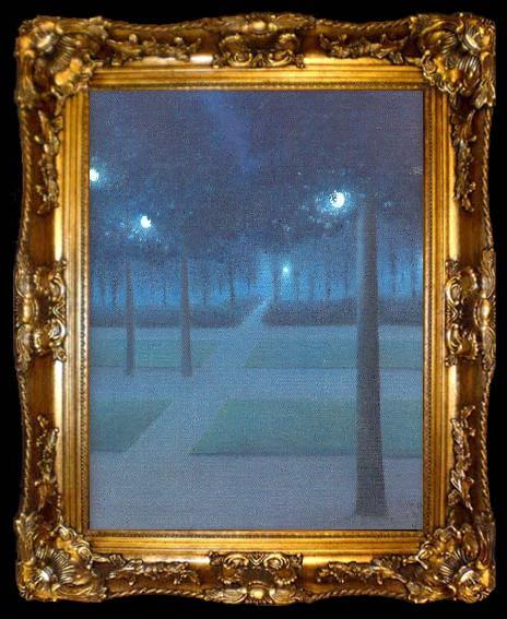 framed  Nuncques, William Degouve de Nocturne in the Parc Royal, Brussels, ta009-2
